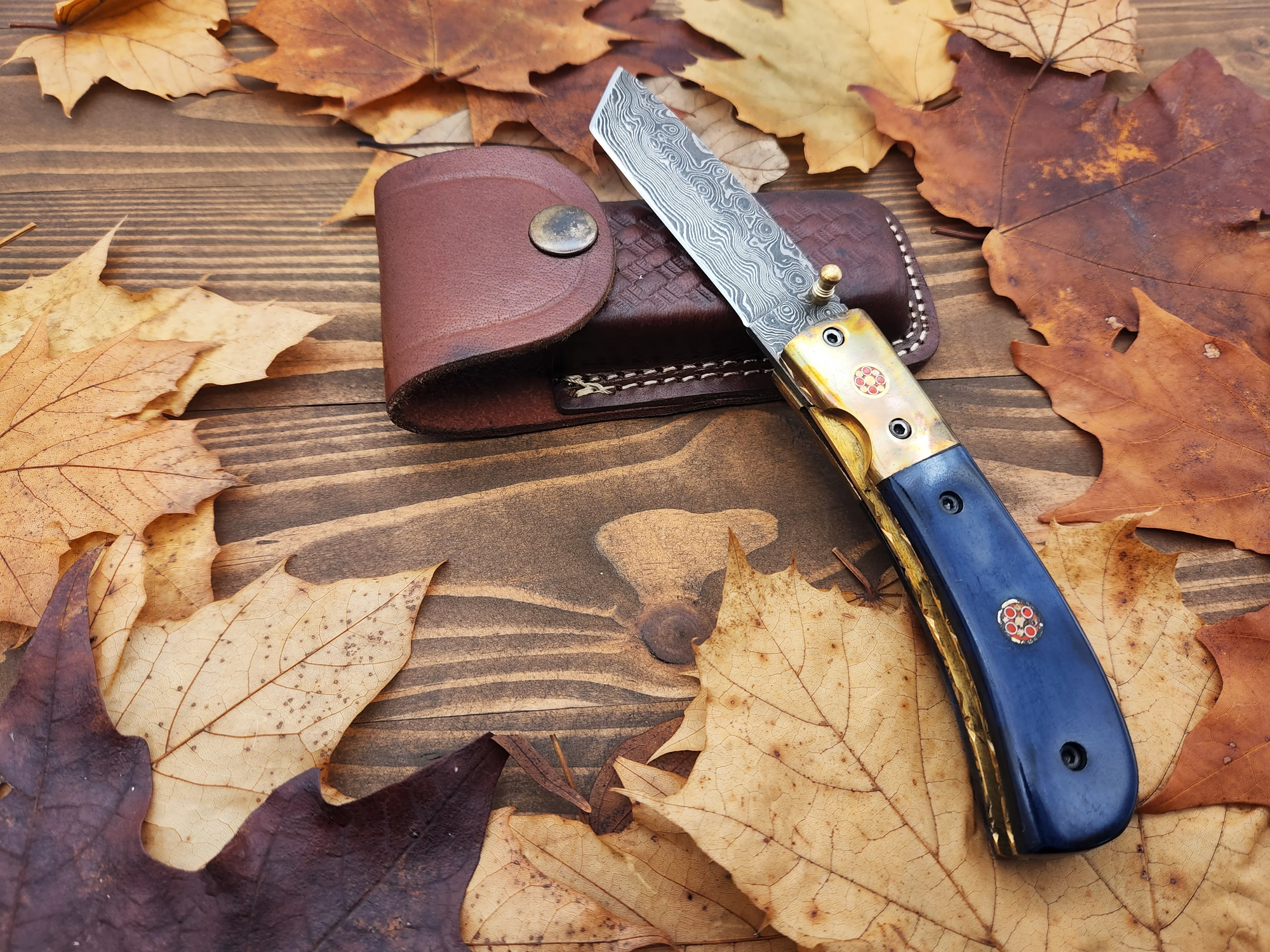 Alaskan Ulu Knife with High Carbon Steel Blade and Burnt Bone and Walnut Wood Handle