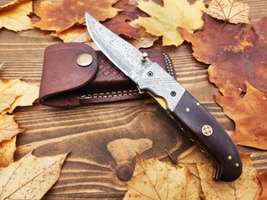 Steel Drop Style Folding Knife - Walnut Wood Handle | Jager knives