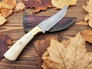 Damascus Steel Hunting Knife with Camel Bone Handle | Jager Knives