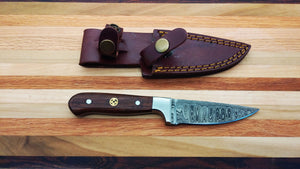 Damascus Chef's Pairing Knife - Walnut Wood Handle | Jager Knives