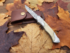 Handmade Pocket Knife - Natural Camel Bone | Jager Knives